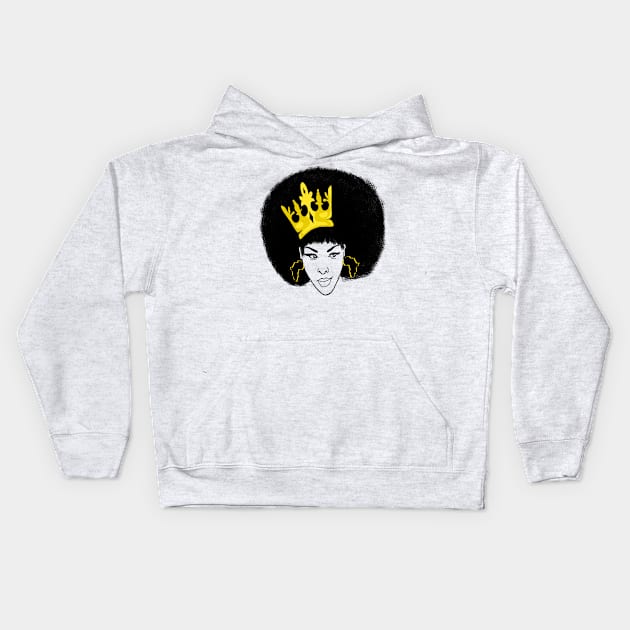 Melanin Queen Afro African Pride Kids Hoodie by Merchweaver